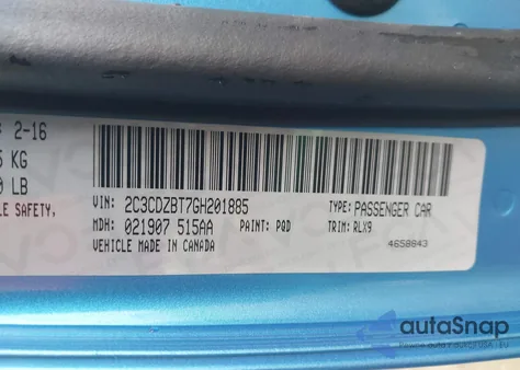 2016 Dodge Challenger R/T Plus из США, поврежденный, VIN 2C3CDZBT7GH201885